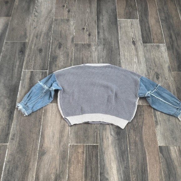 ADORA Two-Tone Sweater with Denim Sleeves - Picture 4 of 4